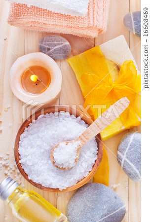 sea salt, soap and towels sea salt, soap and towels 16608469