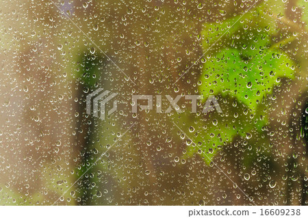 raindrops on window pane during night rain 16609238