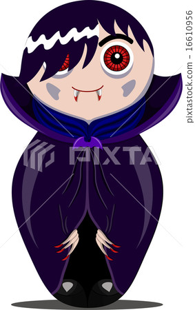 Nested doll in Dracula's suit in a violet raincoat 16610956
