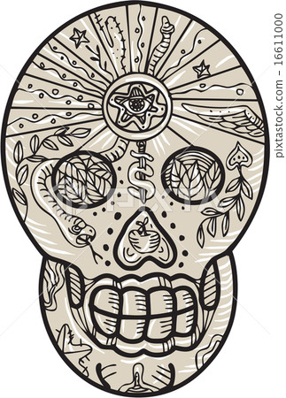 Sugar Skull Tattoo Etching Sugar Skull Tattoo Etching 16611000
