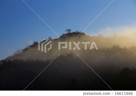 Takeda castle ruins with clouds 16611988