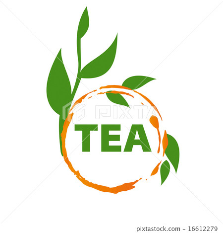 图库插图 vector logo imprint tea and green leaves