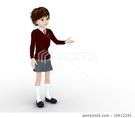 導致3DCG例證材料的逗人喜愛的女孩高中變形器 導致3DCG例證材料的逗人喜愛的女孩高中變形器 16612291