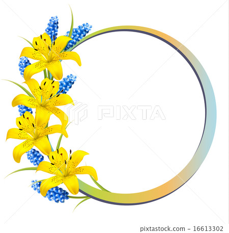 Flower background with yellow lilies and lavender 16613302