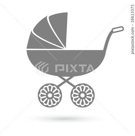Baby carriage - pram icon isolated on white Baby carriage - pram icon isolated on white 16613373