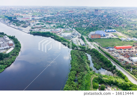 Communist street along Tura river. Tyumen. Russia 16613444