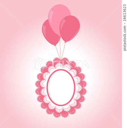 Lace pink baby frame on air balls Lace pink baby frame on air balls 16613623