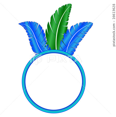 Blue frame ring with feathers Blue frame ring with feathers 16613628