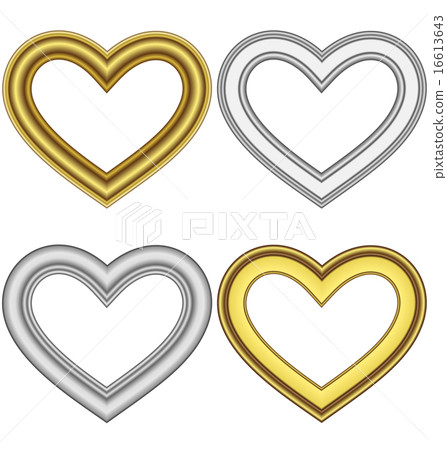 Four hearts love frames isolated on white 16613643