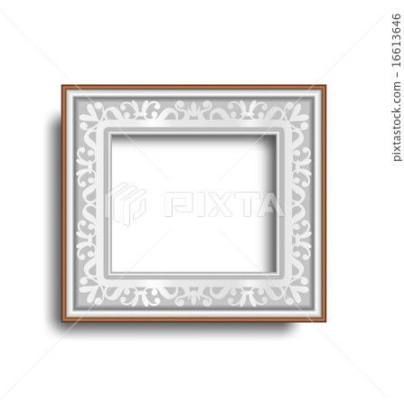 Silver frame with ornament isolated on white 16613646