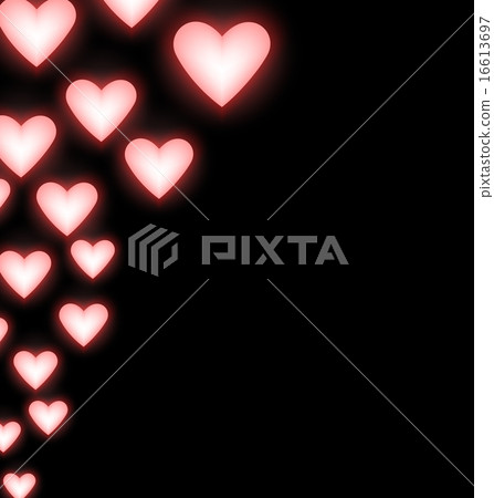 Self-illuminated pink hearts on black 16613697