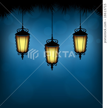 lanterns with pine on blue lanterns with pine on blue 16613715