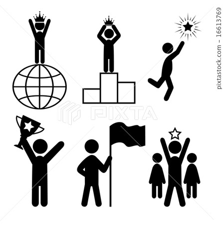 Win Leader People Flat Icons Pictogram on White 16613769