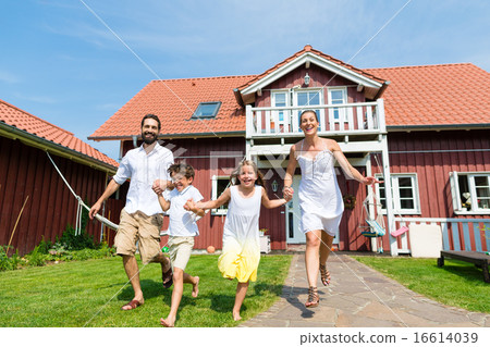 Family having fun with their new home or house Family having fun with their new home or house 16614039