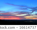 Morning glow clouds and crescent moon coloring the seaside of Kujukuri 16614737