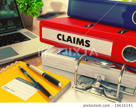 Red Office Folder with Inscription Claims. Red Office Folder with Inscription Claims. 16616141