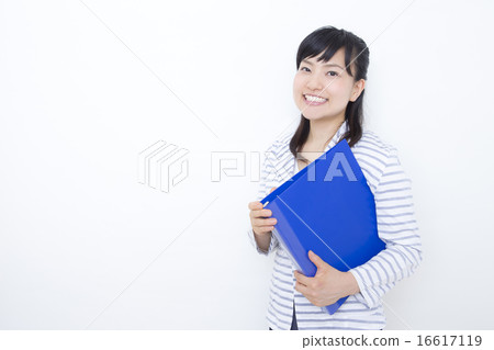 A woman with a blue file A woman with a blue file 16617119