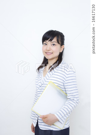 A woman with a white file A woman with a white file 16617130