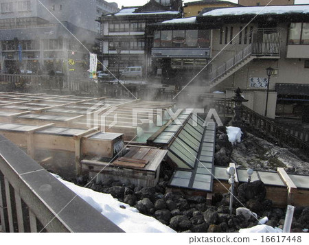 A scenery of a hot water field of Kusatsu hot spring A scenery of a hot water field of Kusatsu hot spring 16617448