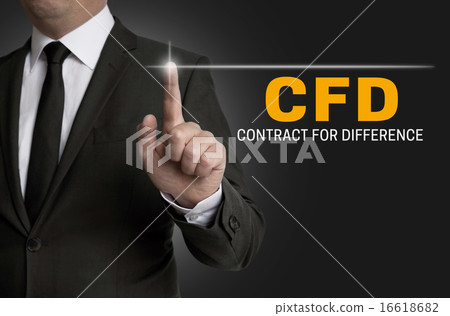cfd touchscreen is operated by businessman cfd touchscreen is operated by businessman 16618682