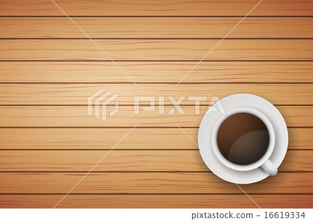 Cup of coffee or tea on the table dark wood 16619334