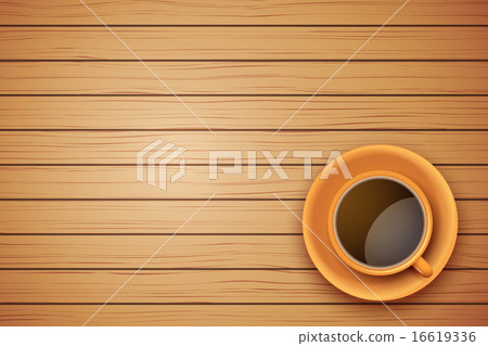 Orange Cup of coffee or tea on the table dark wood Orange Cup of coffee or tea on the table dark wood 16619336