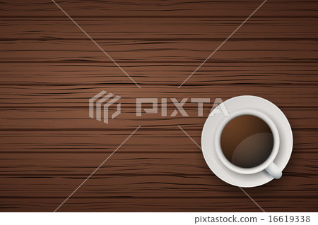 Cup of coffee or tea on the table dark wood 16619338