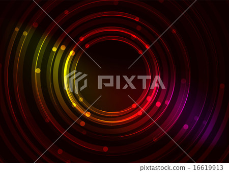 Abstract color glowing lines in dark space with stars and light effects - futuristic circle Abstract color glowing lines in dark space with stars and light effects - futuristic circle 16619913
