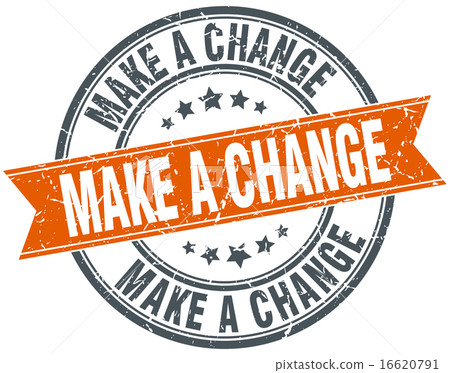 make a change round orange grungy isolated stamp - Stock Illustration ...