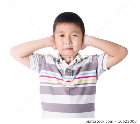 Boy hands off covering ears from loud noise 16622006