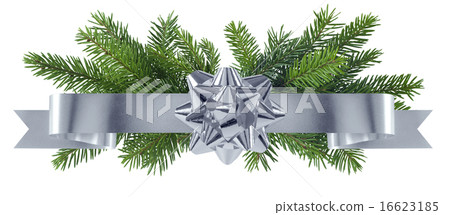 New year silver decoration with bow New year silver decoration with bow 16623185