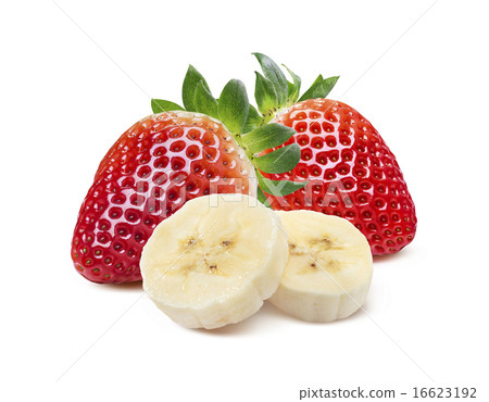 Strawberry banana compact composition isolated Strawberry banana compact composition isolated 16623192