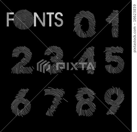 Finger print numbers best font vector Finger print numbers best font vector 16623859