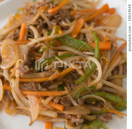 A stir-fry of colorful vegetables and ground meat. A stir-fry of colorful vegetables and ground meat. 16624648