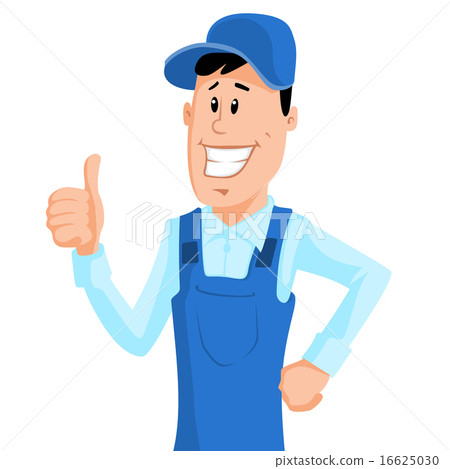 Worker in blue workwear show thumb up 16625030