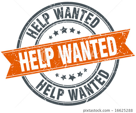 help wanted round orange vintage isolated stamp help wanted round orange vintage isolated stamp 16625288