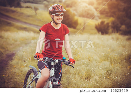 cute sportswoman on bicycle. Active Leisure cute sportswoman on bicycle. Active Leisure 16625429