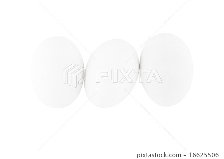 Three white eggs isolated on white background Three white eggs isolated on white background 16625506