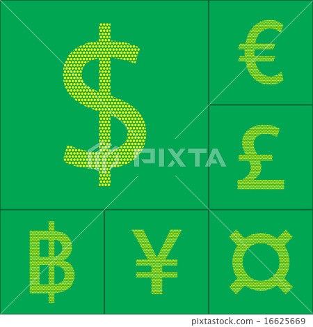 Currency symbol dollar, euro, yen, pound, baht 16625669