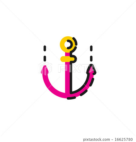 Color line icon for flat design. Anchor - Stock Illustration [16625780 ...