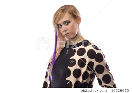 Portrait of woman in spotted coat Portrait of woman in spotted coat 16626670