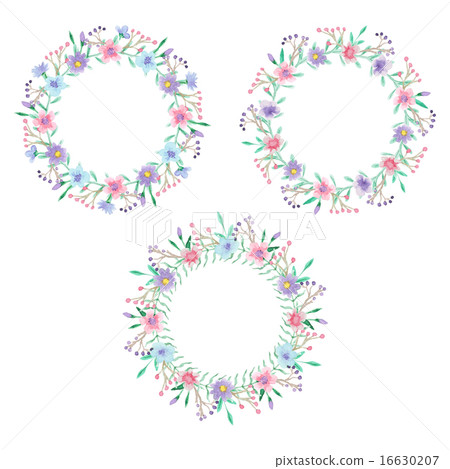 Watercolor floral frame set. Watercolor floral frame set. 16630207