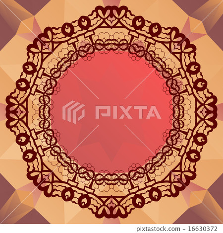 Round mandala frame for text, oriental design banner vector Round mandala frame for text, oriental design banner vector 16630372