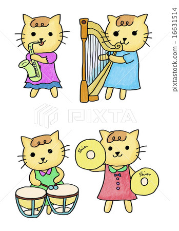 A cat playing an instrument - Stock Illustration [16631514] - PIXTA