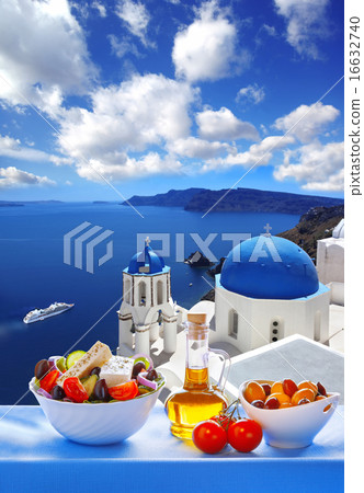 Greek salad in Santorini island in Greece Greek salad in Santorini island in Greece 16632740
