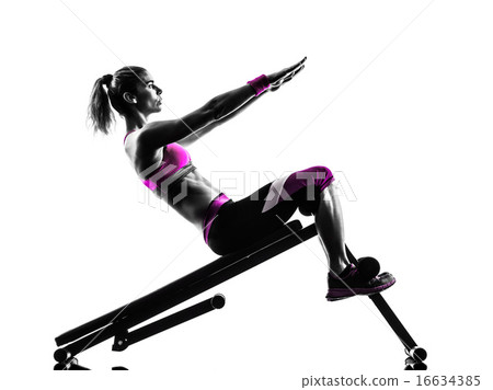 woman fitness  bench press crunches exercises 16634385
