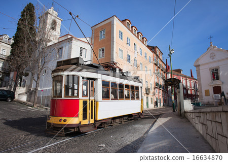 Historic Tram in Alfama District of Lisbon Historic Tram in Alfama District of Lisbon 16634870