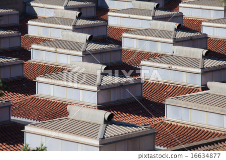 Skylights with Ventilation on a Building Roof Skylights with Ventilation on a Building Roof 16634877