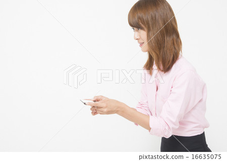 Business woman handing business cards Business woman handing business cards 16635075