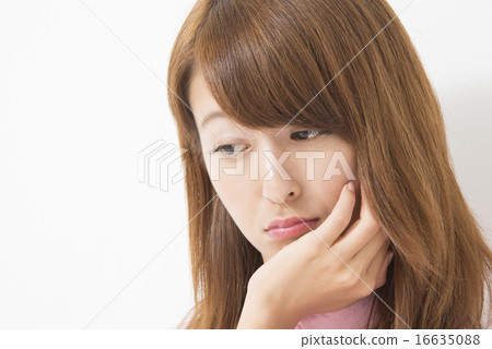 Business woman putting hands on his face Business woman putting hands on his face 16635088